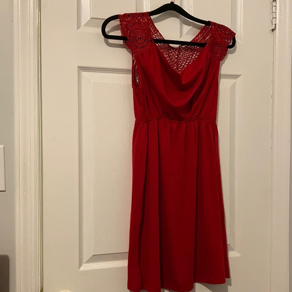 Women’s red dress.